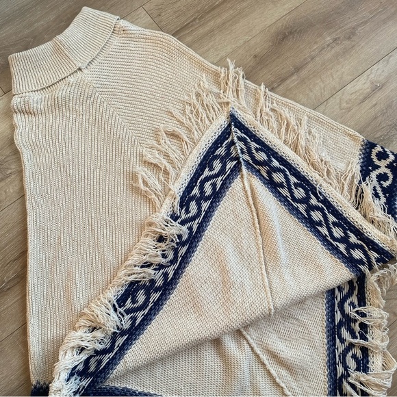 Vintage Northern Reflections Poncho fringe one size cotton cardigan - Picture 7 of 12
